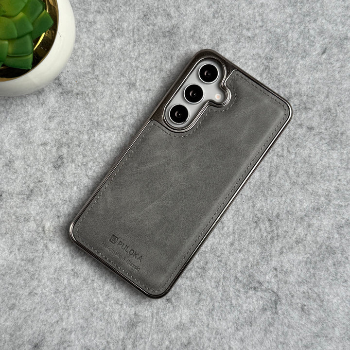 Samsung Galaxy Series PU Leather Side Chrome Case Cover