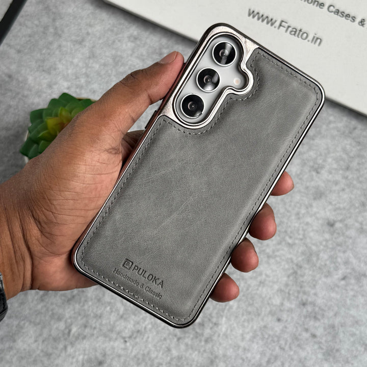 Samsung Galaxy Series PU Leather Side Chrome Case Cover