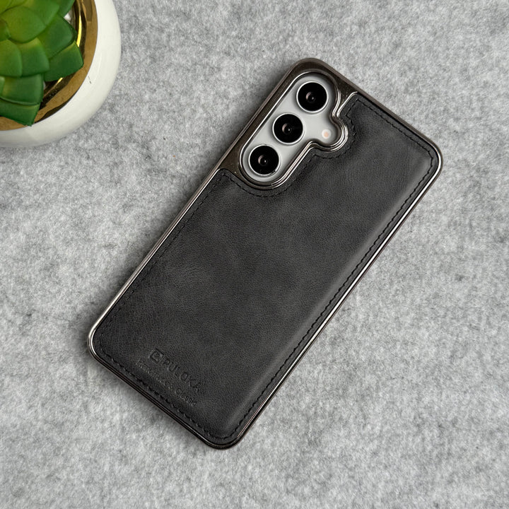 Samsung Galaxy Series PU Leather Side Chrome Case Cover
