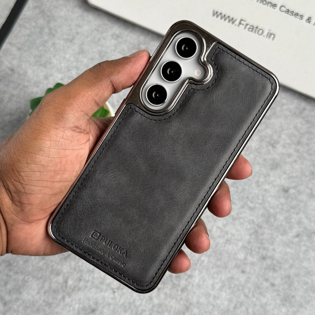 Samsung Galaxy Series PU Leather Side Chrome Case Cover