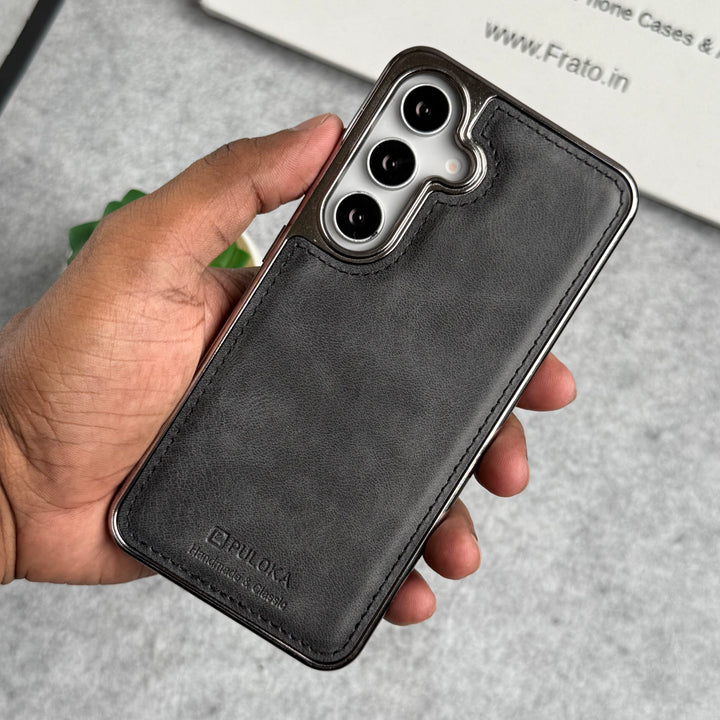 Samsung Galaxy Series PU Leather Side Chrome Case Cover