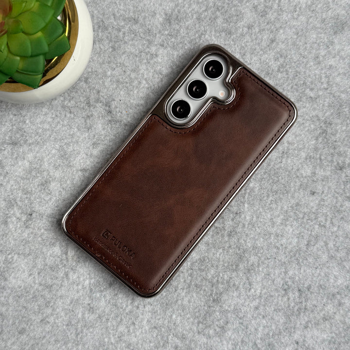 Samsung Galaxy Series PU Leather Side Chrome Case Cover