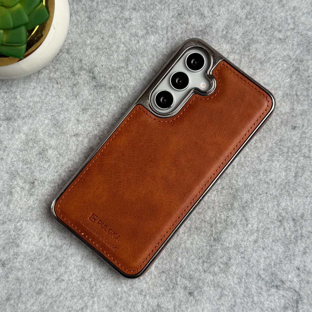 Samsung Galaxy Series PU Leather Side Chrome Case Cover