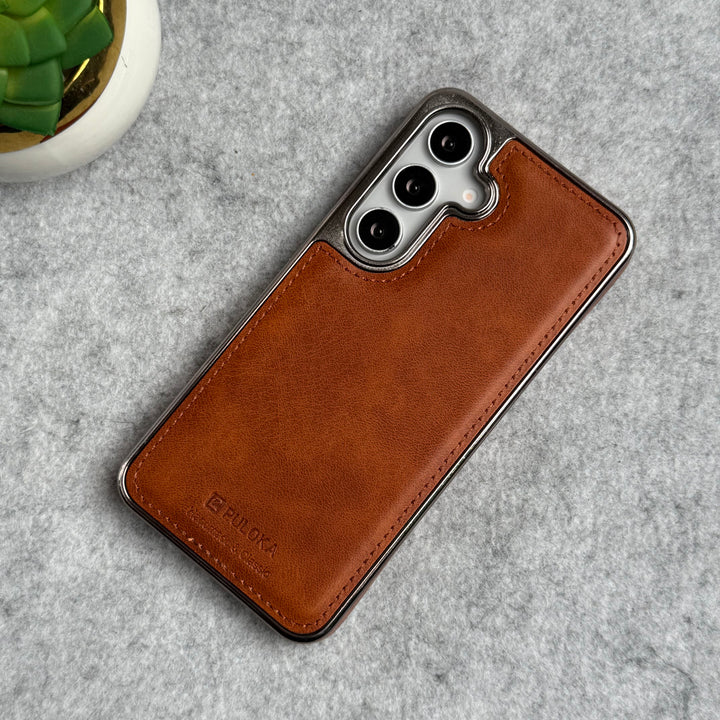 Samsung Galaxy Series PU Leather Side Chrome Case Cover