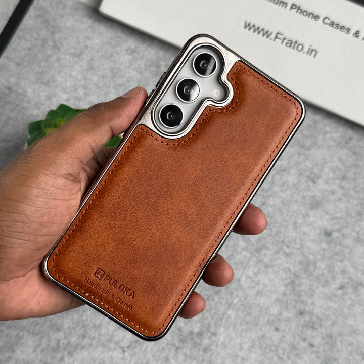 Samsung Galaxy Series PU Leather Side Chrome Case Cover