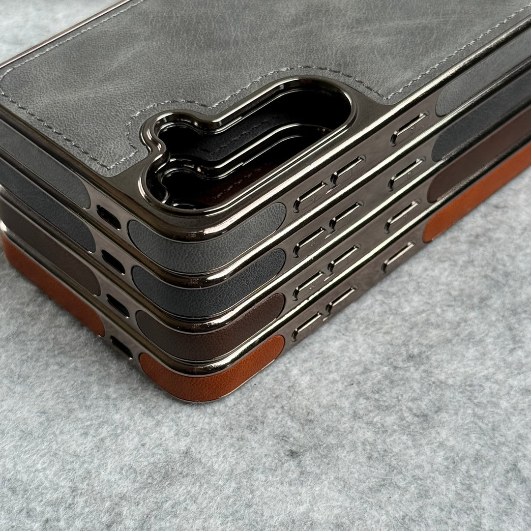 Samsung Galaxy Series PU Leather Side Chrome Case Cover