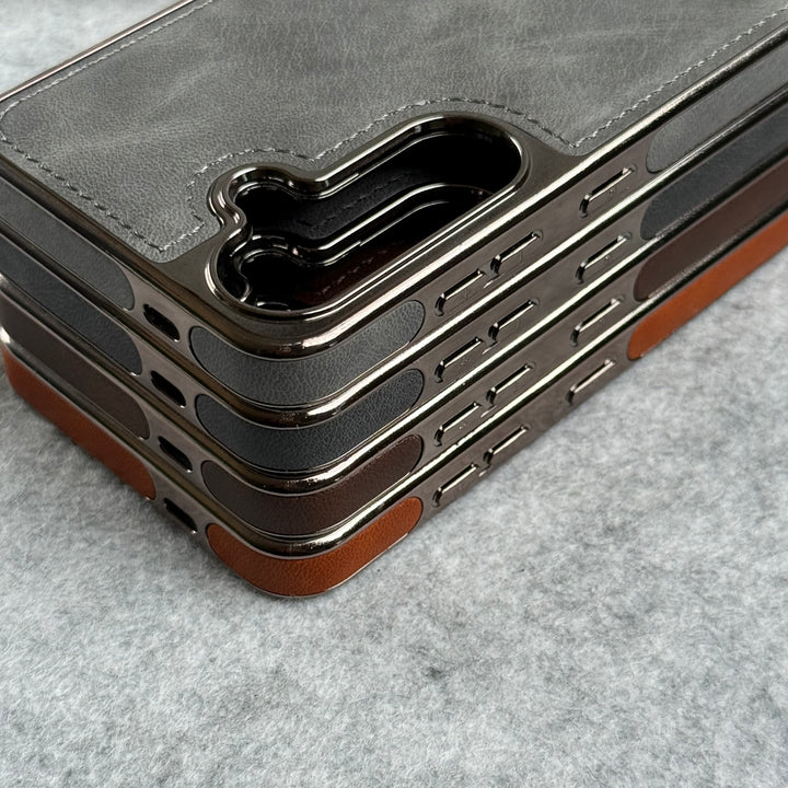 Samsung Galaxy Series PU Leather Side Chrome Case Cover