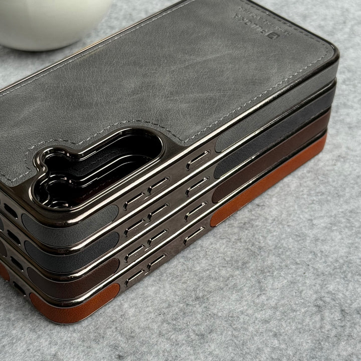 Samsung Galaxy Series PU Leather Side Chrome Case Cover