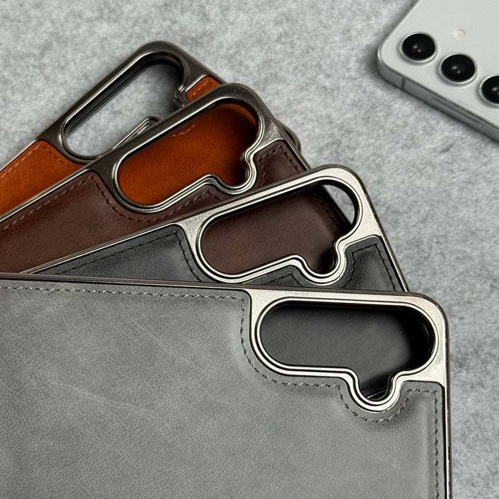 Samsung Galaxy Series PU Leather Side Chrome Case Cover