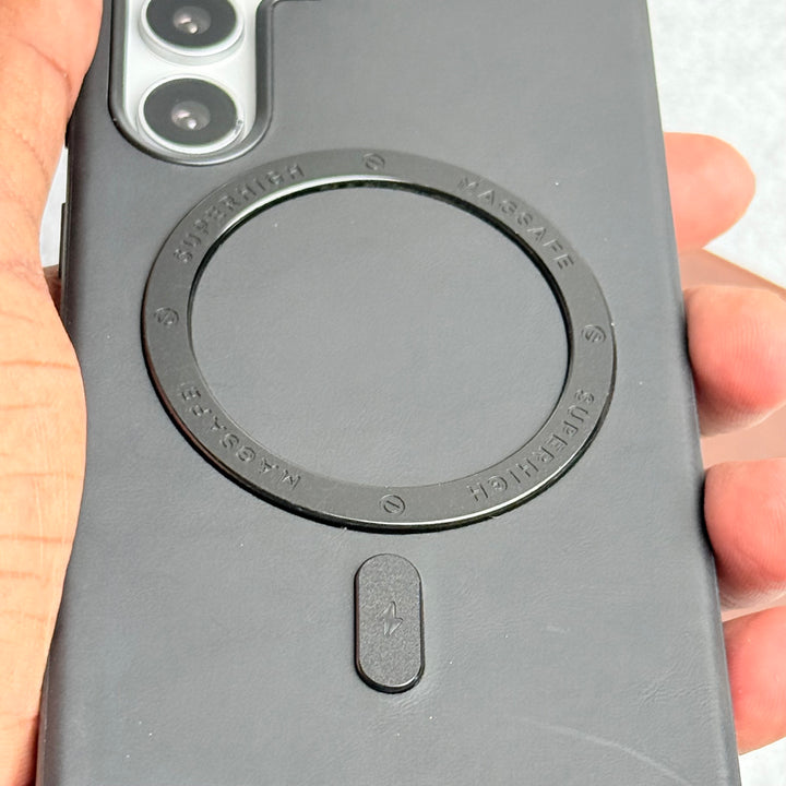 Samsung Galaxy S25 Premium PU Leather Metal MagSafe Ring Cover