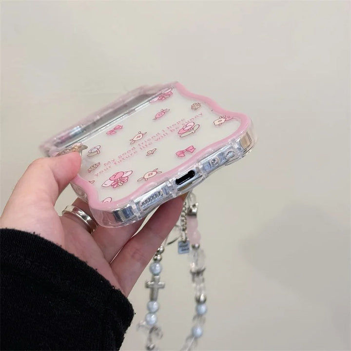 Samsung Galaxy Z Flip 6 Pink Flower Blossom Bracelet Wave Transparent Case