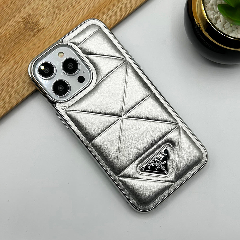 iPhone Luxury Tringle Design Puffer PU Leather Case Cover