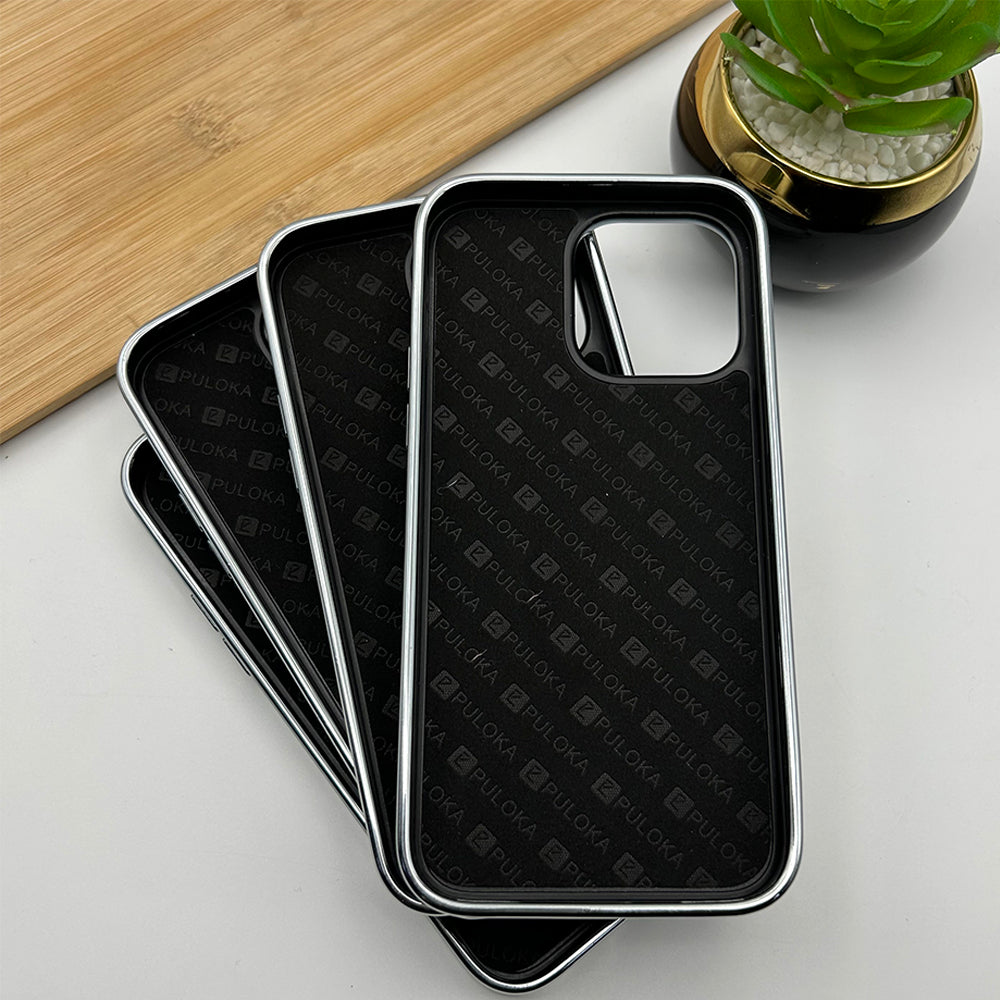 iPhone Luxury Chrome Plated Leather Stitch Texture Case Cover