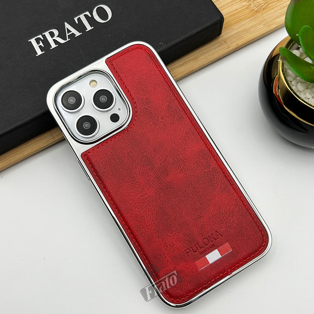 iPhone Luxury Chrome Plated Leather Stitch Texture Case Cover
