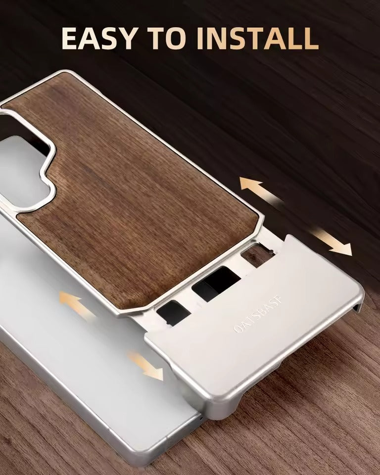 Galaxy S25 Ultra Magnetic Wooden Frameless Phone Case | Protective Shockproof Wireless Charging Cover