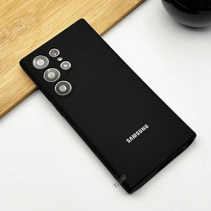 Samsung Galaxy S22 Ultra Soft Silky Liquid Silicone Case Cover (Black)