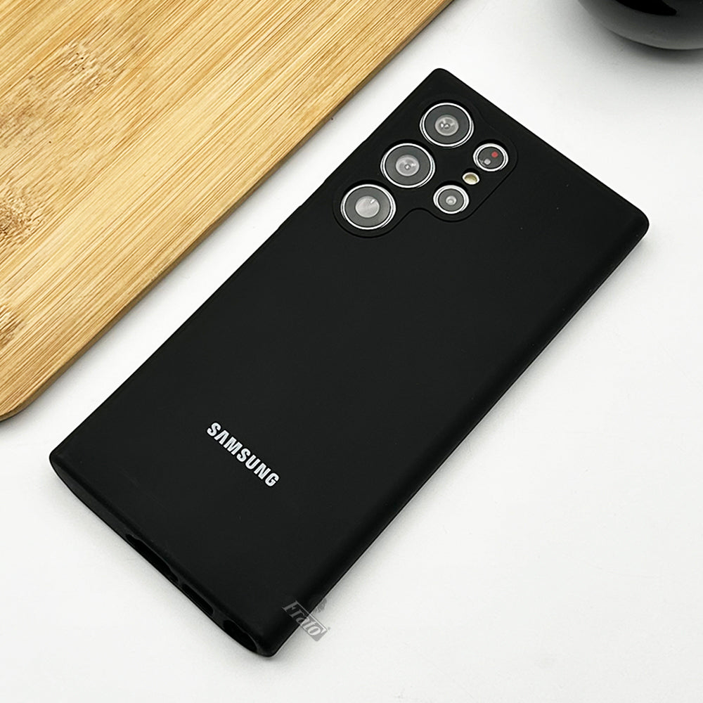Samsung Galaxy S22 Ultra Soft Silky Liquid Silicone Case Cover (Black)