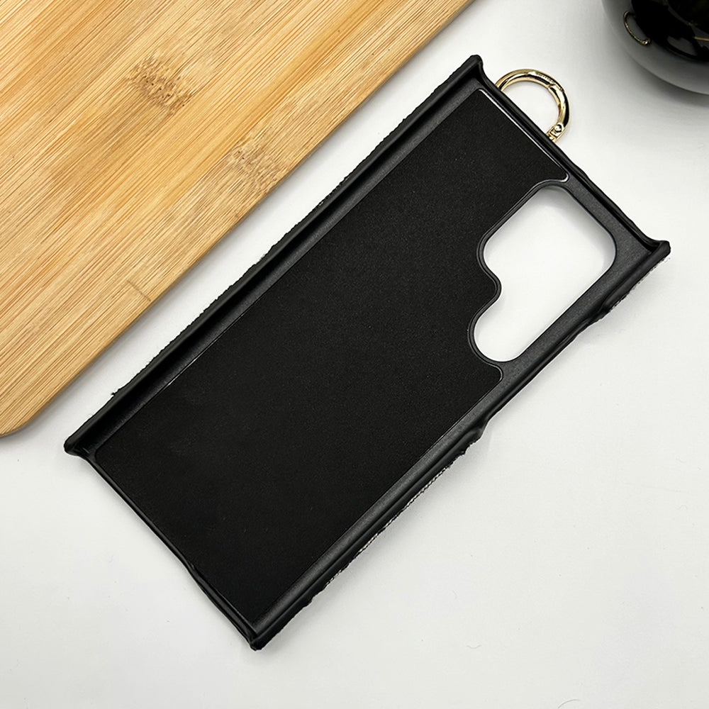 Samsung Galaxy S23 Ultra Luxury Brand CD Belt Pattern Case Cover (Black)