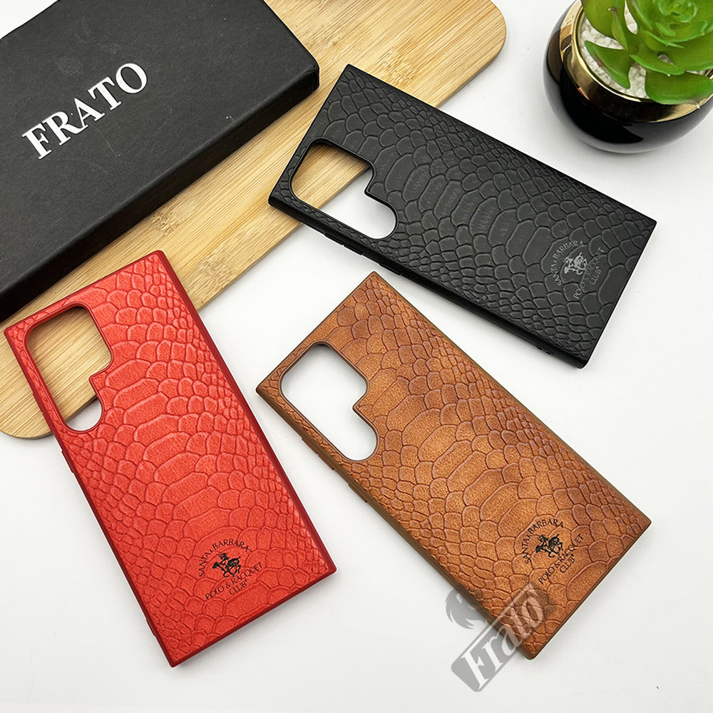 Samsung Galaxy S23 Ultra Luxury Santa Barbara Croc Textured Faux Leather Case Cover