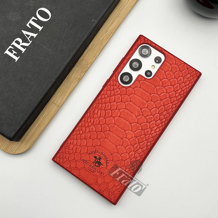 Samsung Galaxy S23 Ultra Luxury Santa Barbara Croc Textured Faux Leather Case Cover