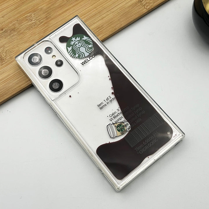 Samsung Galaxy S23 Ultra Starbucks Liquid Coffee Floating Cup Case Cover