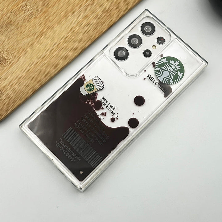 Samsung Galaxy S23 Ultra Starbucks Liquid Coffee Floating Cup Case Cover