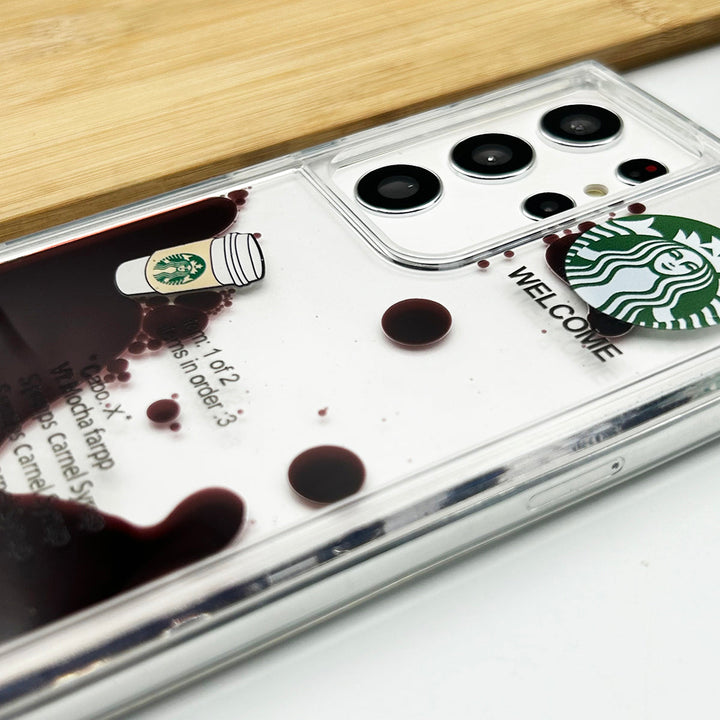 Samsung Galaxy S22 Ultra Starbucks Liquid Coffee Floating Cup Case Cover