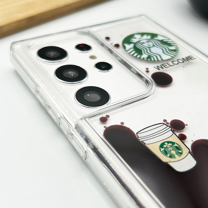 Samsung Galaxy S23 Ultra Starbucks Liquid Coffee Floating Cup Case Cover