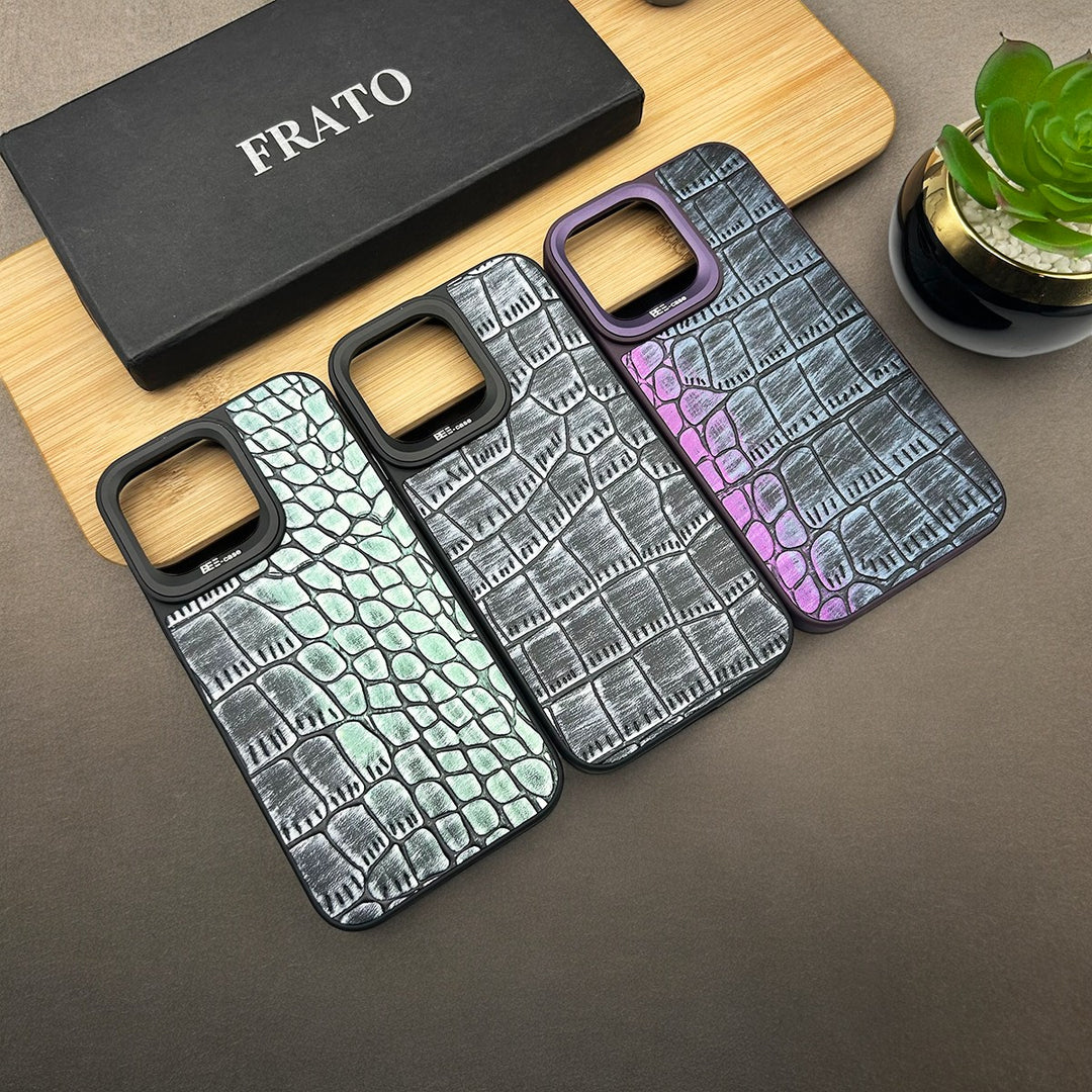iPhone Premium Dual Shade Croc Pattern Design PU Leather Case Cover