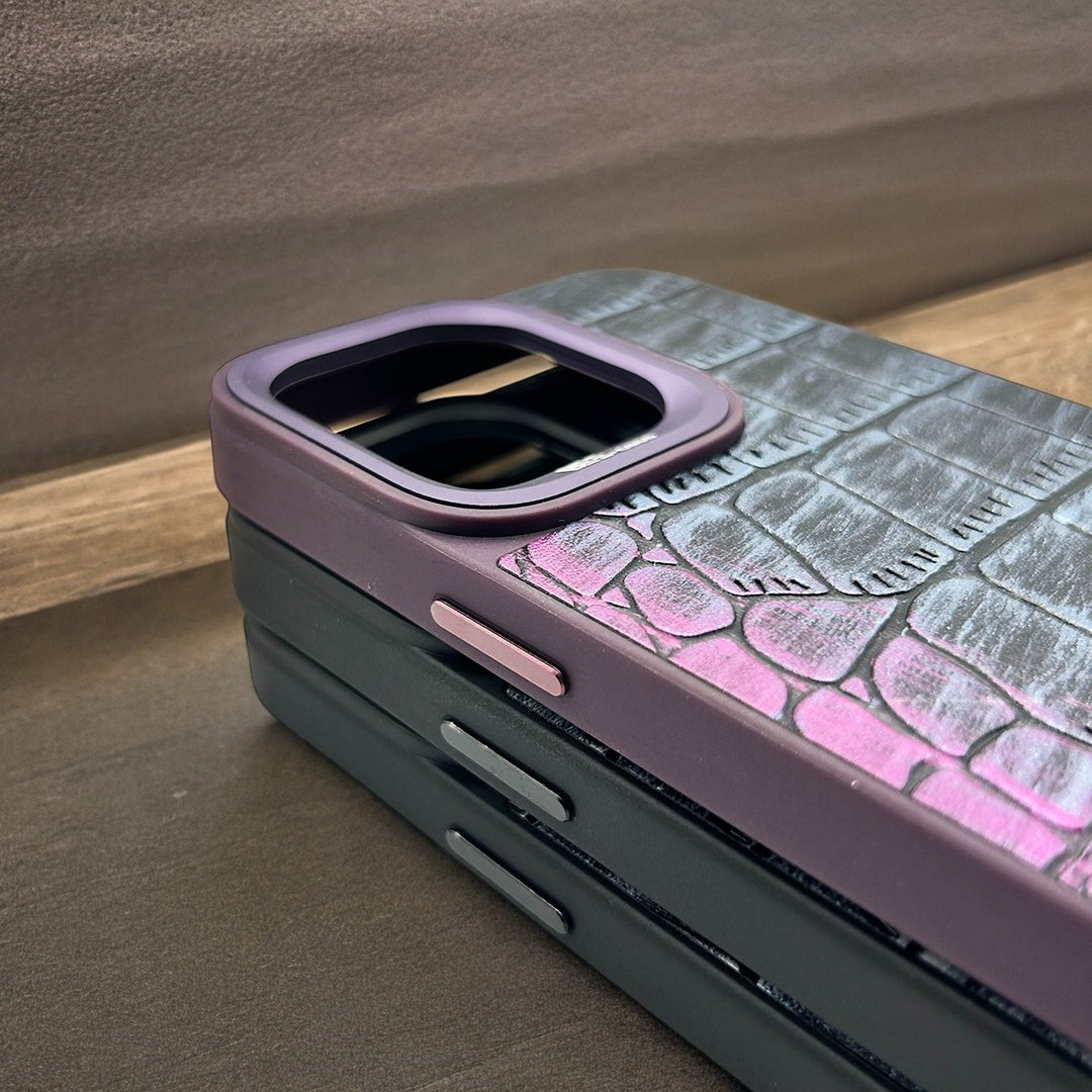iPhone Premium Dual Shade Croc Pattern Design PU Leather Case Cover