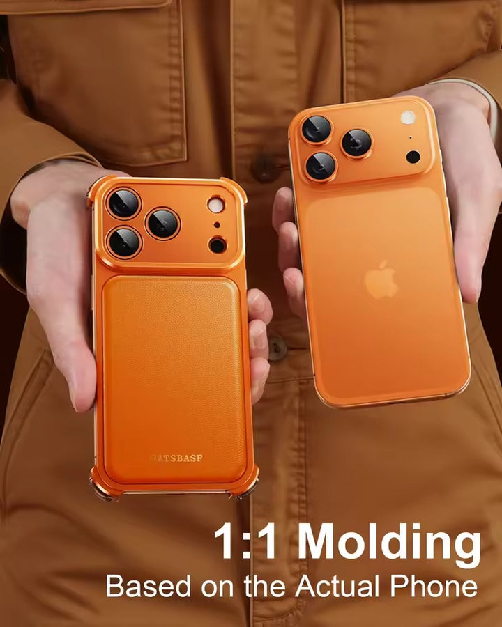 iPhone 17 Pro Max Premium Aluminum Metal Frame Case | Shockproof Corners | Luxury Leather Shells MagSafe Cover