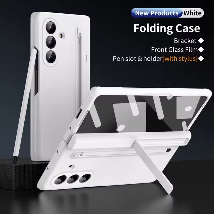 Galaxy Z Fold 7 ELVEV Hinge Protection Kickstand+Screen Protector Stylus Pen Folding Case Cover