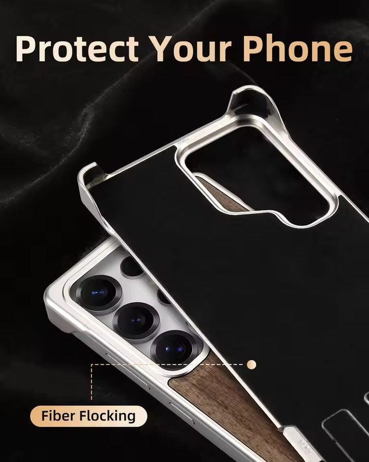 Galaxy S25 Ultra Magnetic Wooden Frameless Phone Case | Protective Shockproof Wireless Charging Cover