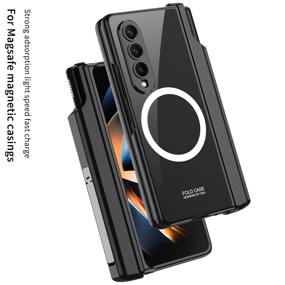 Samsung Galaxy Z Fold 4 Transparent Electroplating Magnetic Hinge Front Glass Protective Cover