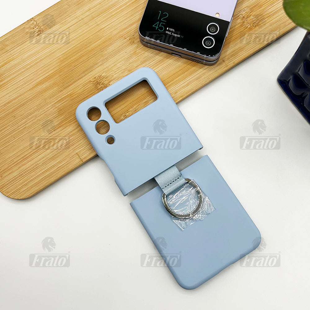 Samsung Galaxy Z Flip 4 Shockproof Slim Ring Silk Silicone Case Cover
