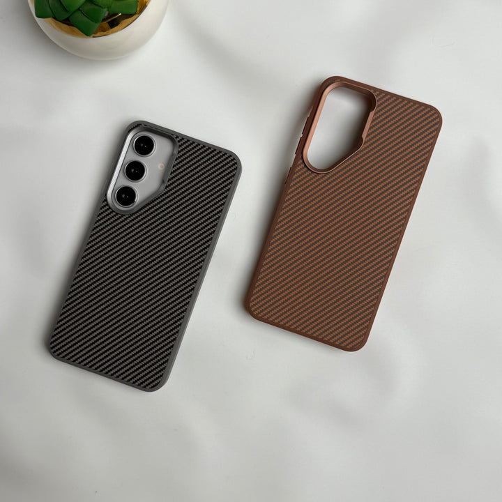 Samsung Galaxy S24 Carbon Fiber Design Metal camera Bump Case