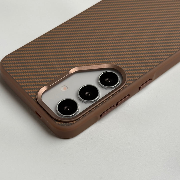 Samsung Galaxy S24 Carbon Fiber Design Metal camera Bump Case