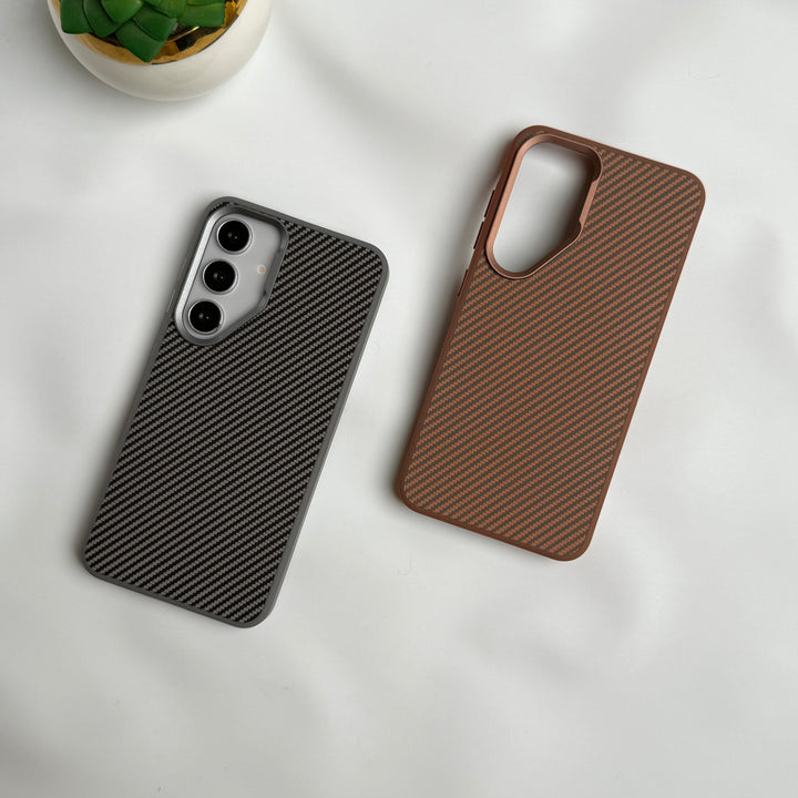 Samsung Galaxy S24 Carbon Fiber Design Metal camera Bump Case
