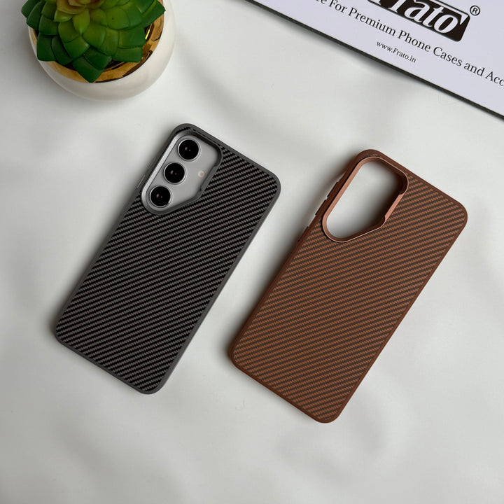 Samsung Galaxy S24 Carbon Fiber Design Metal camera Bump Case