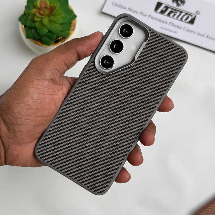 Samsung Galaxy S24 Carbon Fiber Design Metal camera Bump Case