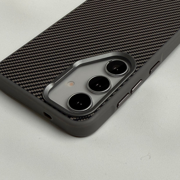 Samsung Galaxy S24 Carbon Fiber Design Metal camera Bump Case