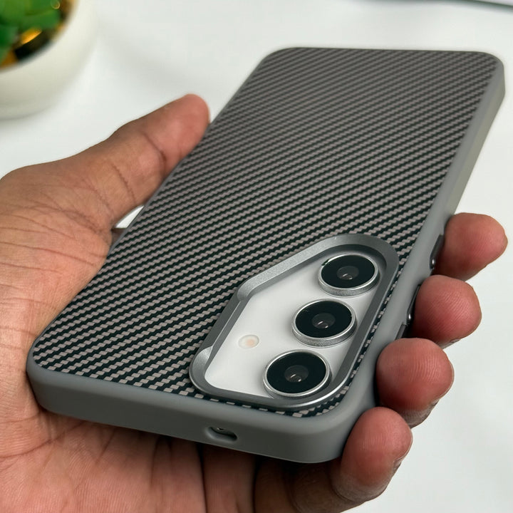 Samsung Galaxy S24 Carbon Fiber Design Metal camera Bump Case