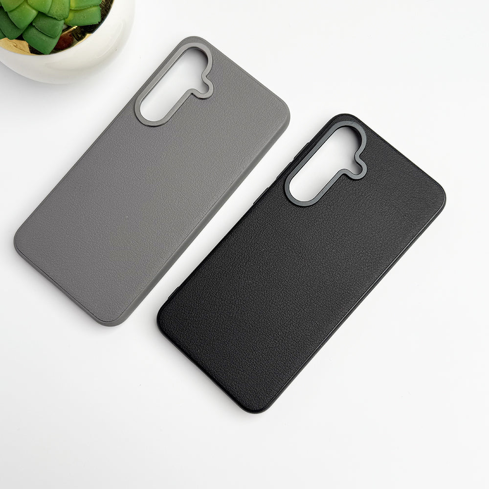 Samsung Galaxy S24 Plus Leather Texture Case Cover With Metal Camera Bumper