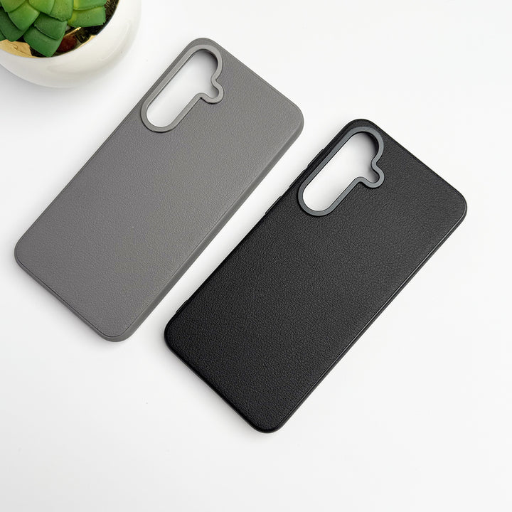 Samsung Galaxy S24 Plus Leather Texture Case Cover With Metal Camera Bumper