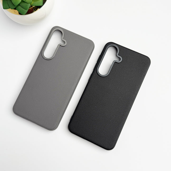 Samsung Galaxy S24 Plus Leather Texture Case Cover With Metal Camera Bumper
