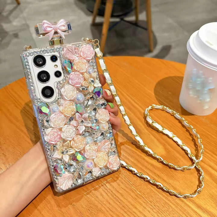 Samsung Galaxy S25 Ultra Perfume Rhinestone Diamond Design Sling Girly Cover