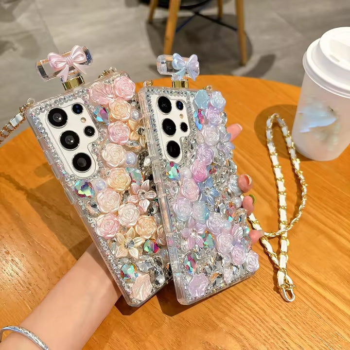 Samsung Galaxy S25 Ultra Perfume Rhinestone Diamond Design Sling Girly Cover