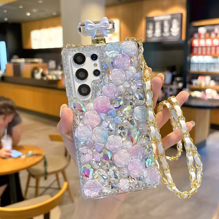Samsung Galaxy S25 Ultra Perfume Rhinestone Diamond Design Sling Girly Cover