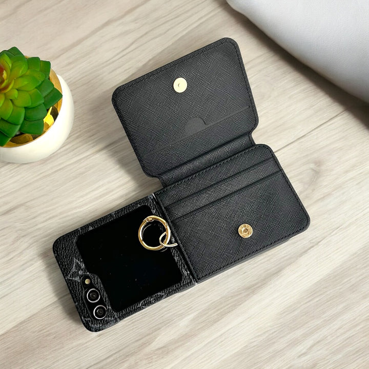 Samsung Galaxy Z Flip 5 Luxury Brand Leather Card Holder Case Cover