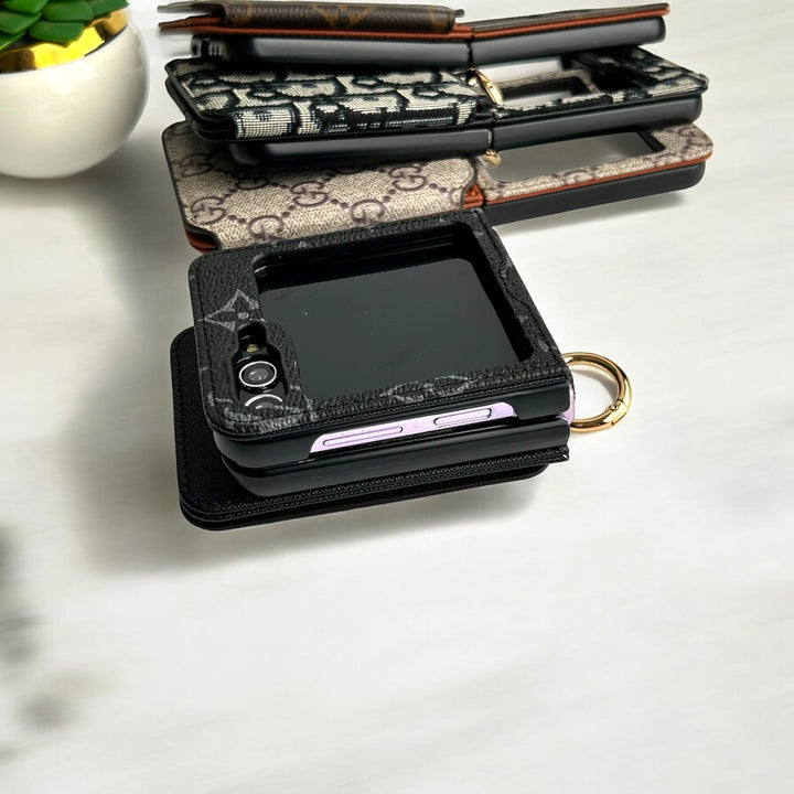 Samsung Galaxy Z Flip 5 Luxury Brand Leather Card Holder Case Cover